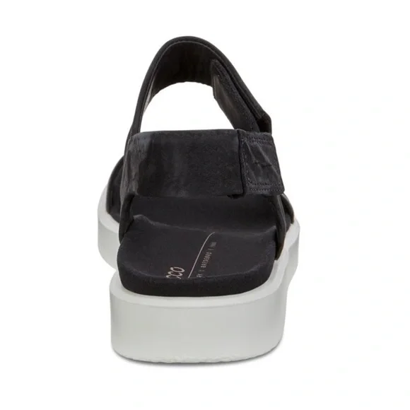 ECCO, Women's Flowt Adjustable Sandals in Black Nubuck Leather, Size 7 - 7.5